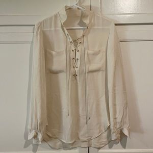 100% silk lace up blouse